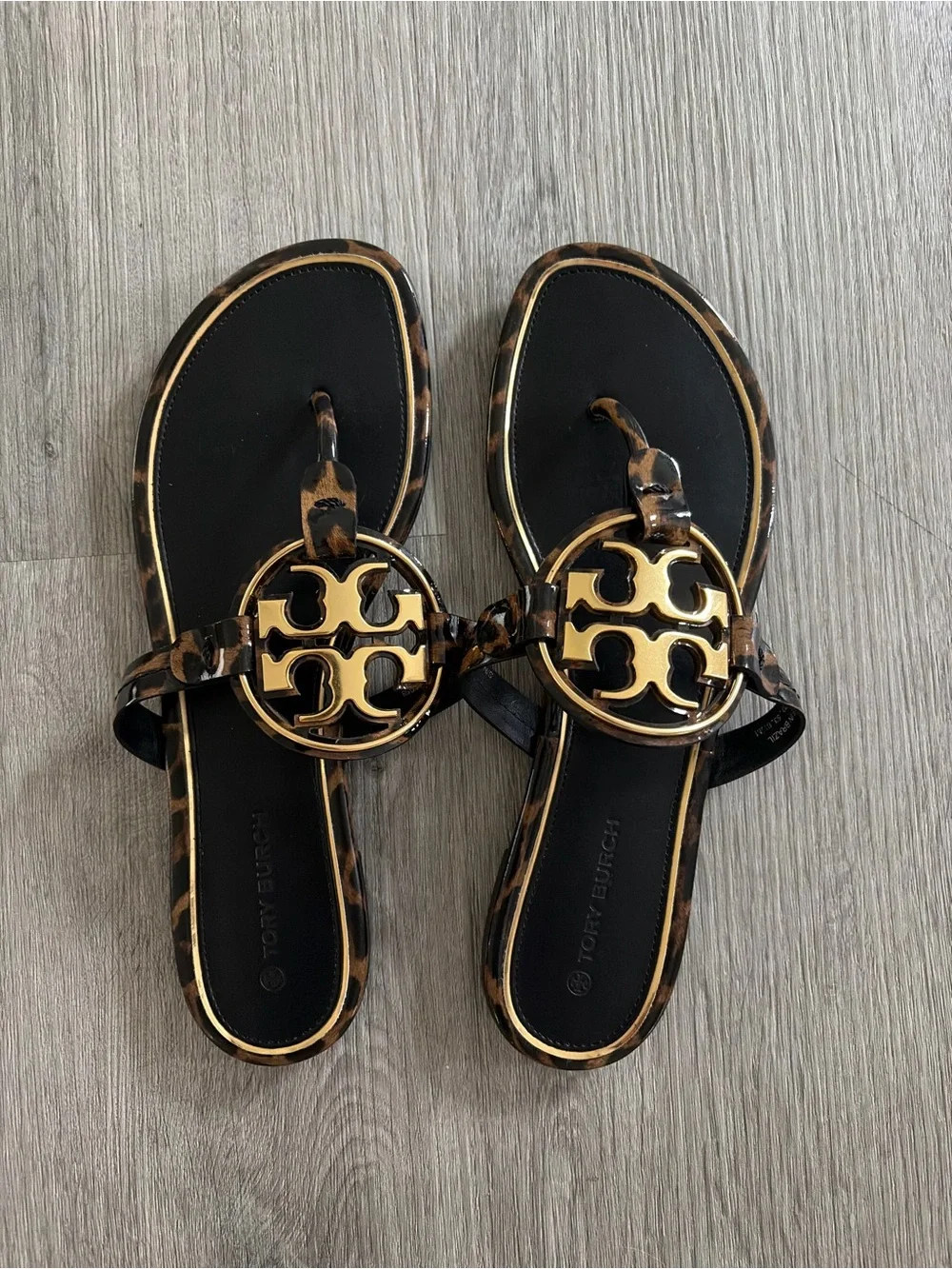 Tory Burch Leopard-Print Miller Sandals with Gold Emblem